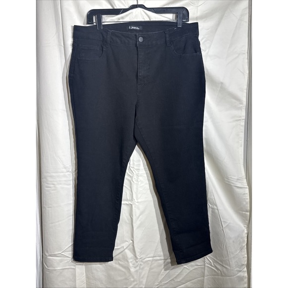 D. Jeans Women's 16 Plus Black Straight Leg Pants Fitted Casual Basic - Picture 1 of 4